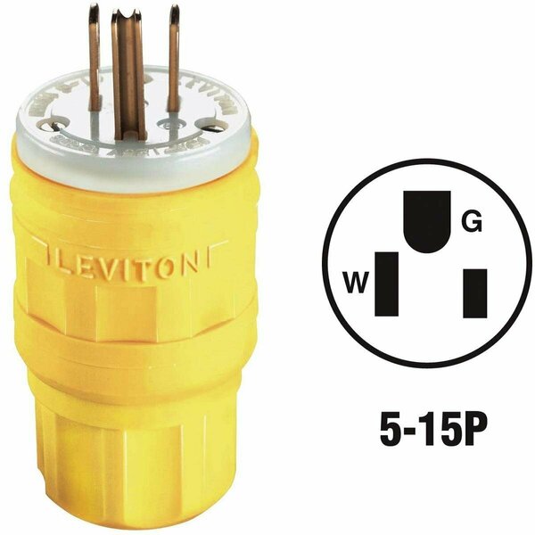 Leviton 15A 125V 3-Wire 2-Pole Wetguard Cord Plug 173-14W47-000